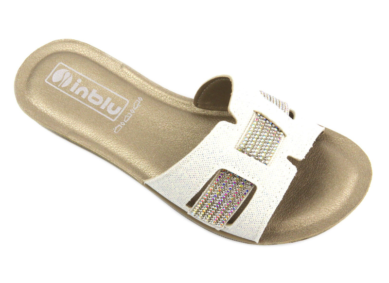 Pohodlné dámské žabky s lesklým svrškem - INBLU BA-50, bílá