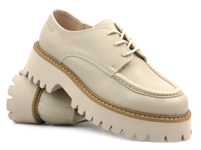 Kožené boty, dámské mokasíny - Big Star NN274053, béžová