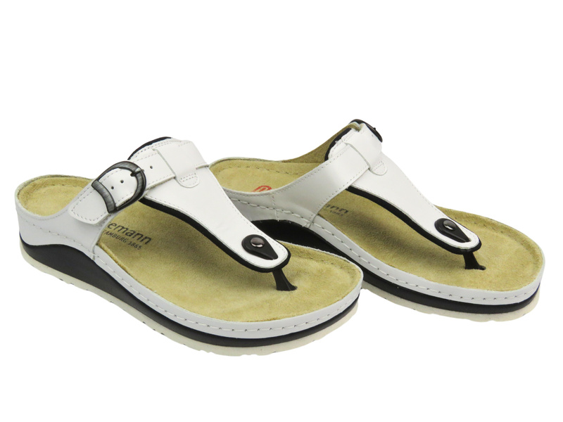 Dámské kožené žabky - BERKEMANN Mila 01351-100, bílé