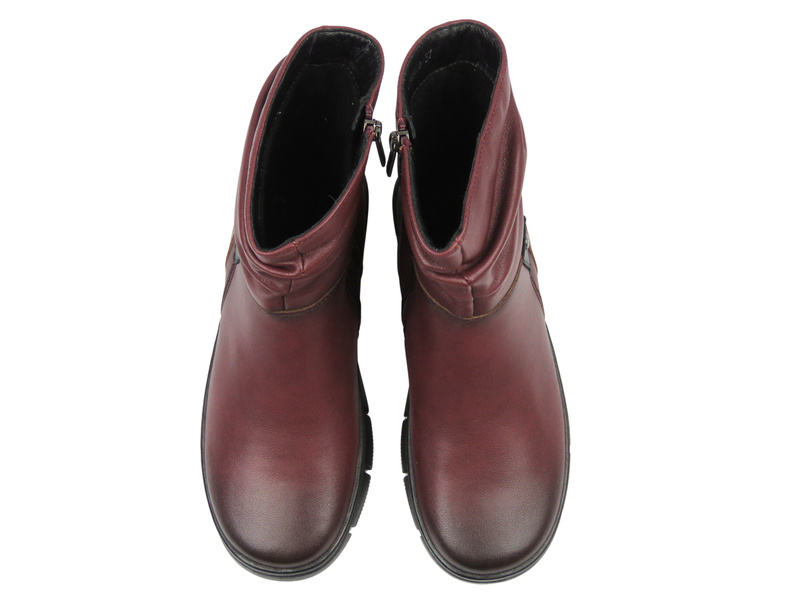 Stylové, zateplené dámské kotníkové boty Cambell 25-19304, bordové