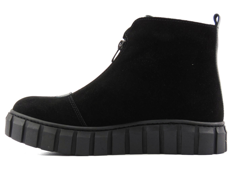 Semišové ploché kotníkové boty se zipem - VENEZIA 0226657, černé