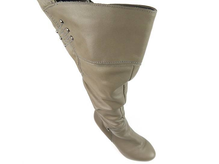 Dámské kožené kozačky na podpatku - ZYCH & STASZEWSKI 2213, šedé