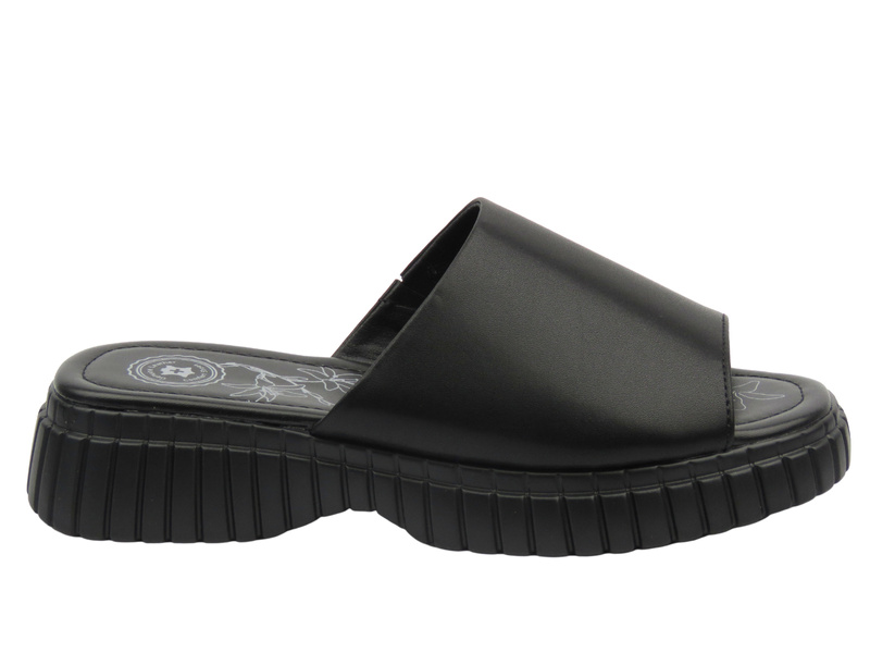 Elegantní dámské kožené pantofle – Evento 25SD18-8719 černé