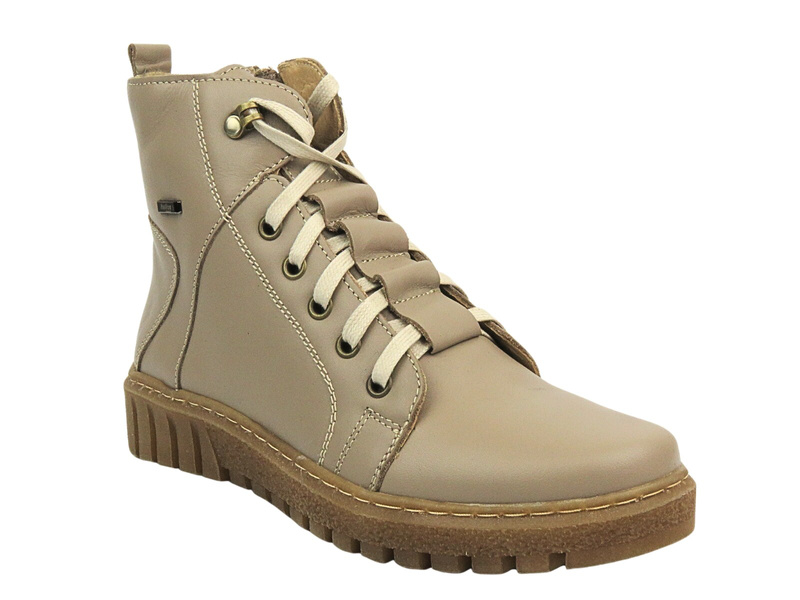 Kožené dámské boty HELIOS Comfort 577 Beige Lace-up Polish Brand