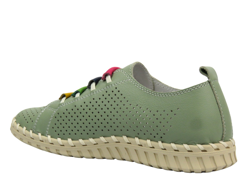 Dámské kožené polobotky - Nika Komfort H-260, zelené