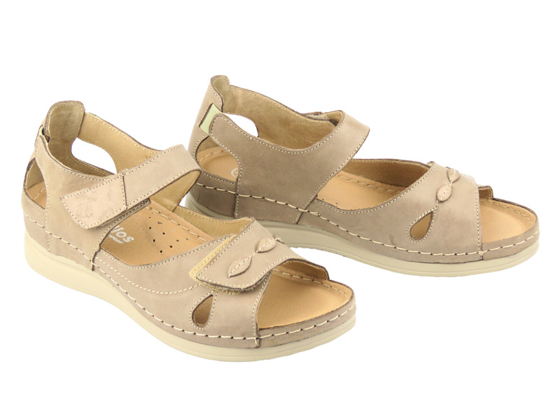 Dámské kožené sandály HELIOS Comfort 163, béžové
