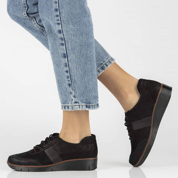 Dámské kožené boty na platformě - Filippo DP028/23, černé