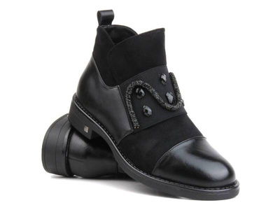 Zateplené dámské kotníkové boty - Potocki 23-12213, černé