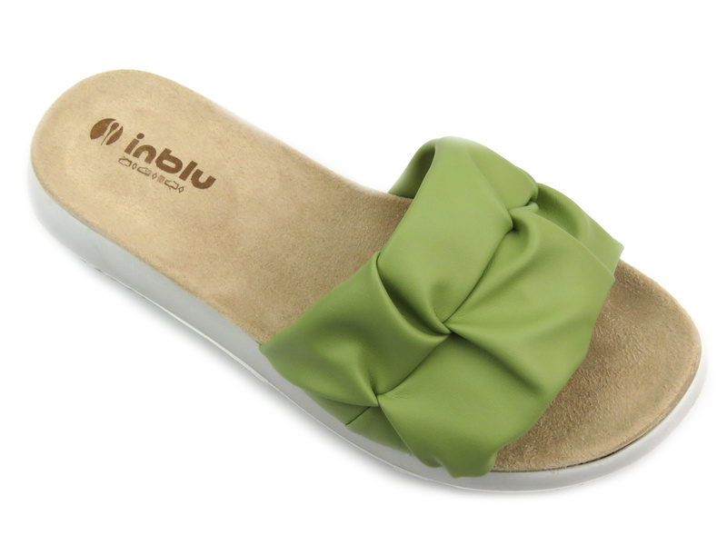 Dámské pantofle se zdobeným svrškem - INBLU TT-22, světle zelené