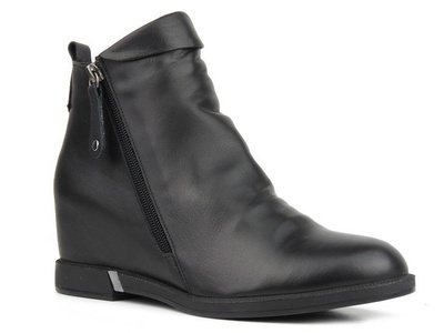 Kožené dámské kozačky na klínku - Venezia 3534 R001, černé