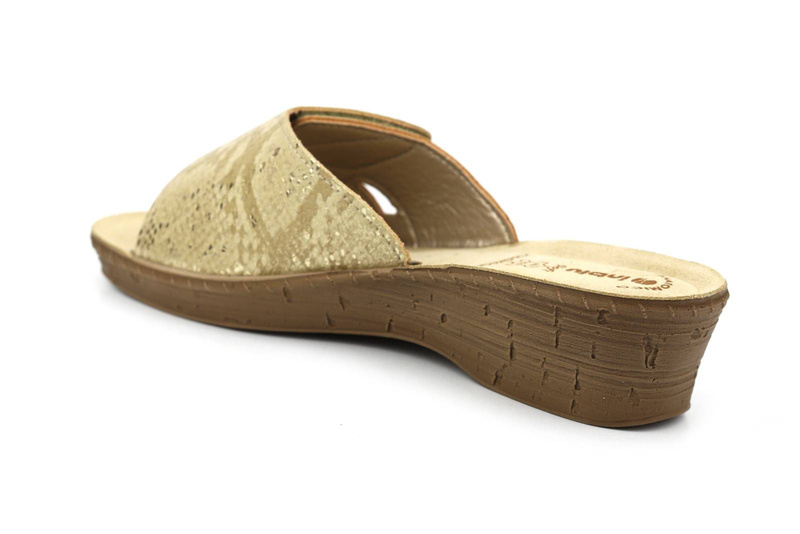 Dámské žabky s nastavitelným svrškem - Inblu 26-79, béžová a zlatá