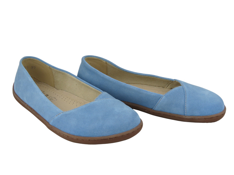 Dámské kožené barefoot baleríny Nika Komfort 1451, světle modré