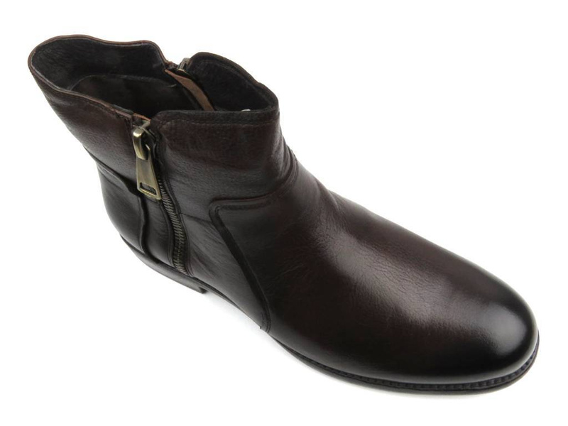 Pánské kotníkové boty na dva zipy - JOHN DOUBARE 162B-01D32R, hnědé