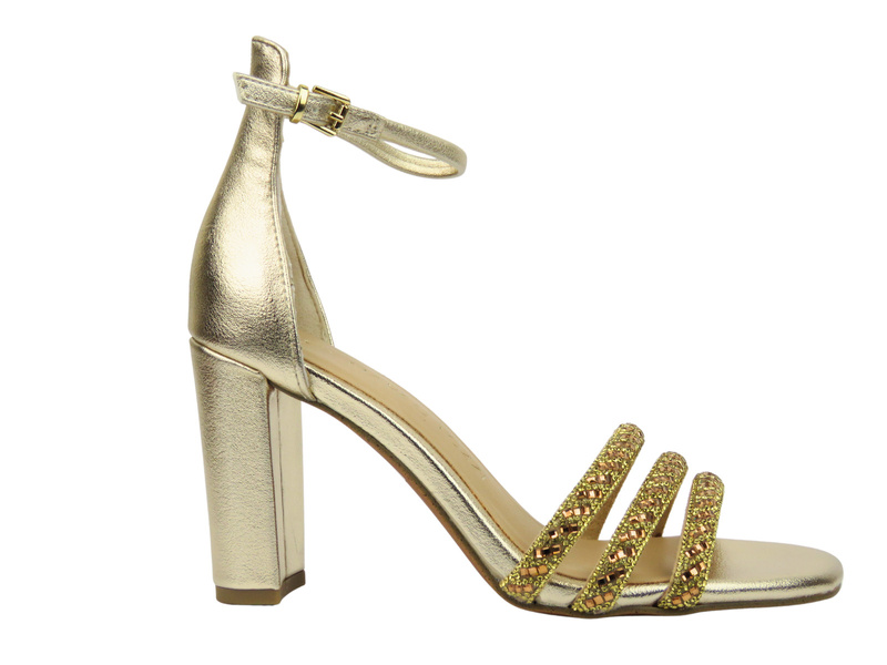 Dámské elegantní sandály na podpatku zlaté Marco Tozzi 2-28318-44