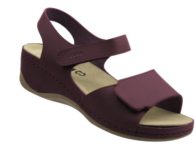 Dámské sandály na suchý zip bordó Leon 2024