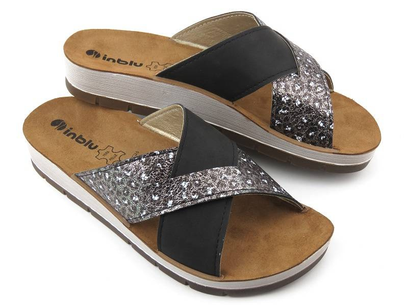 Dámské žabky s leopardím potiskem - Inblu CP-09, černé