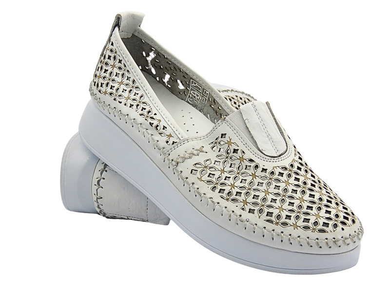 Dámské perforované polobotky bílé Nika Komfort H0712