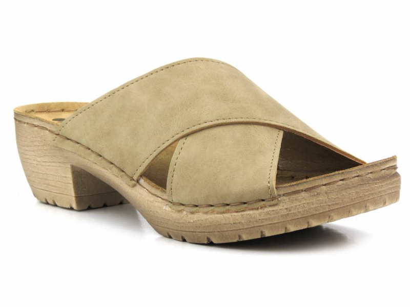 Dámské žabky na vysokém podpatku - INBLU BL-03, béžové