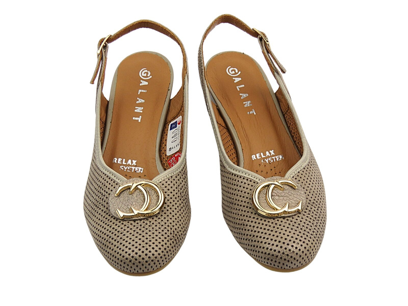 Kožené lodičky na podpatku – GALANT 3200, béžové