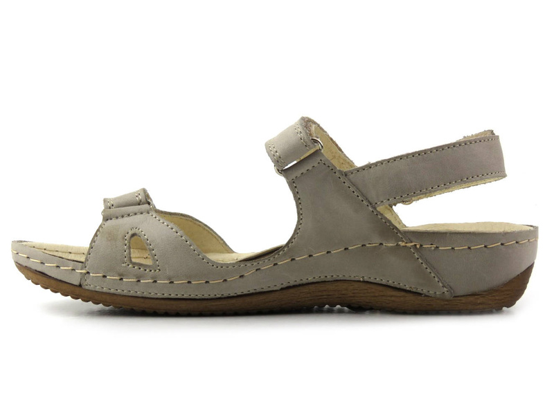 Dámské sportovní sandály se třemi pásky na suchý zip - HELIOS Komfort 205, šedá