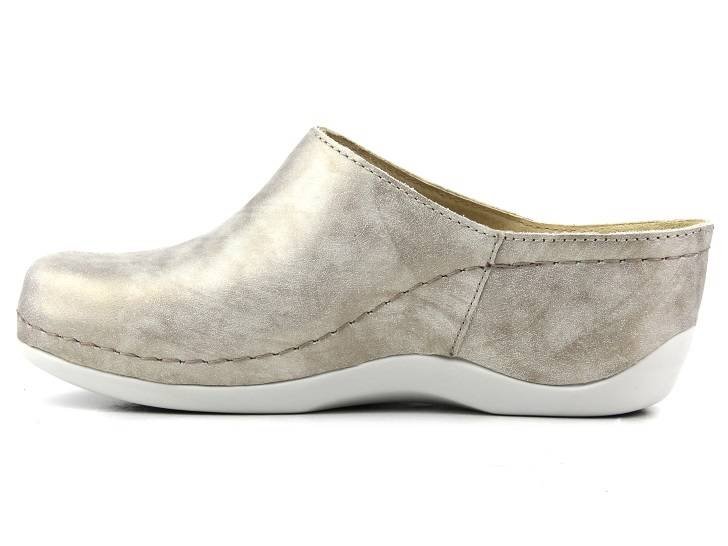 Dámské kožené sandály na klínku - BERKEMANN 01753-611, stříbrné