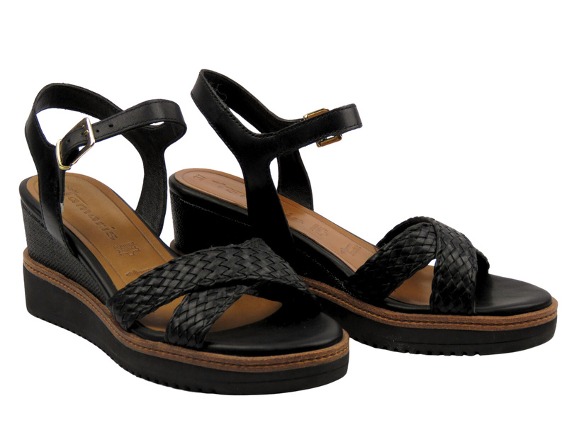Dámské sandály na klínku - Tamaris 1-28351-44, černé