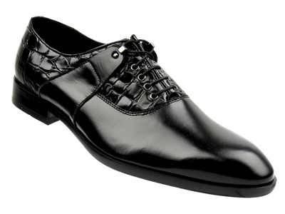 Kožené pánské společenské polobotky – CONHPOL 5836, černé