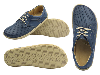 Dámské kožené barefoot boty Helios Komfort 715-2B, tmavě modré