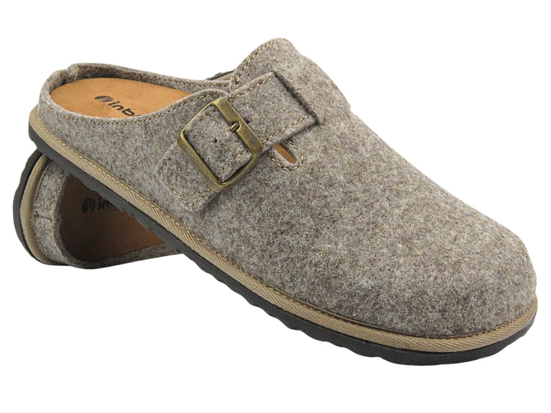 Pánské pantofle s koženou stélkou - INBLU 155M023, hnědé