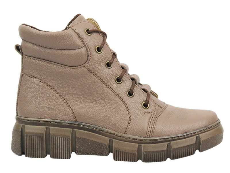 Dámské fleecové boty - HELIOS Comfort 562S Brown - zapínání na zip