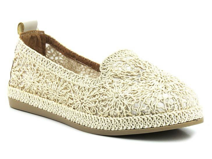 Prolamované boty, dámské lords - Navy Dot 23-75004BG, béžové