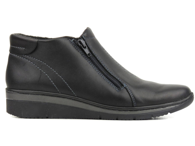 Dámské kotníkové boty na dva zipy - HELIOS Komfort 545-2, černé