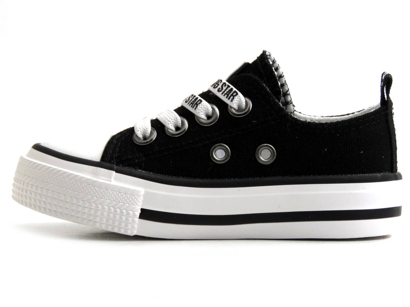 Dětské tenisky, sportovní boty s ozdobnými tkaničkami - Big Star KK374049, černé