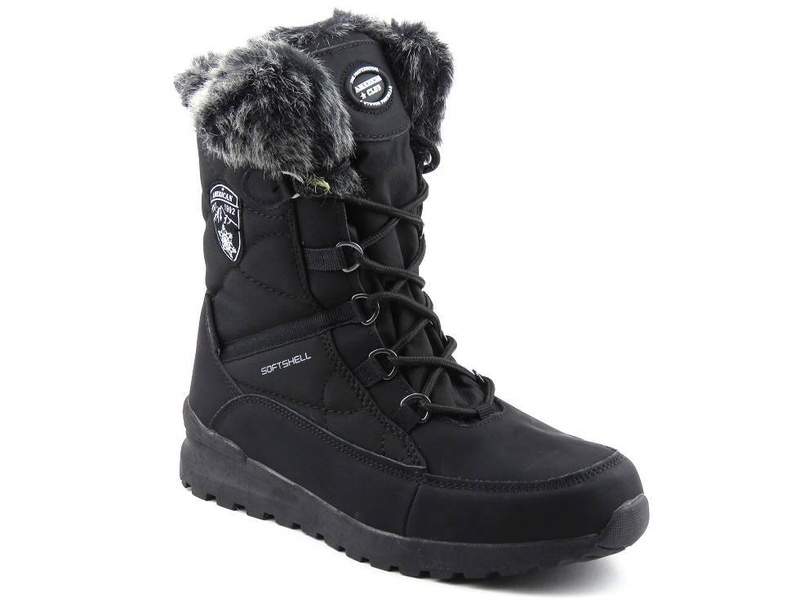 AMERICAN CLUB SN04 vysoké dámské sněhule černé barvy s šedým kožíškem