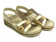 Dámské kožené sandály na jemném klínku zlaté Helios Komfort 129