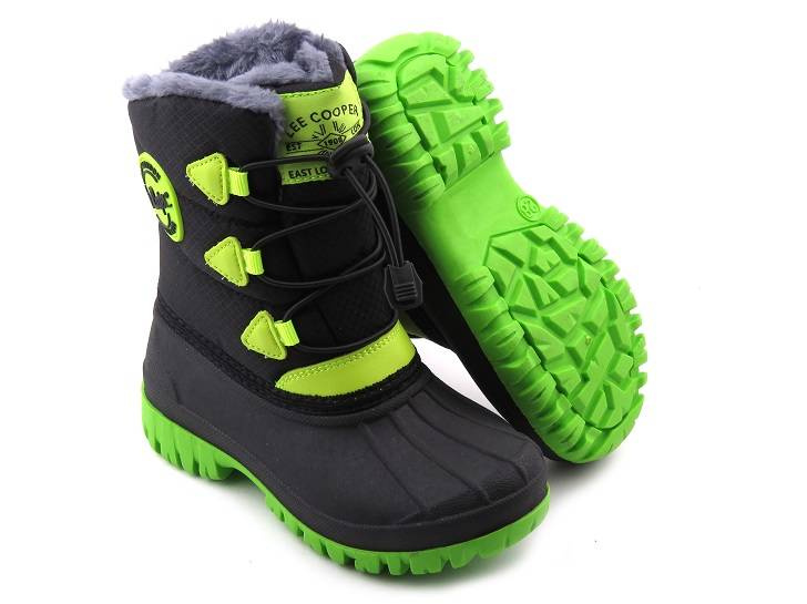 Dětské sněhule s manžetou - LEE COOPER LCJ-21-44-0519K, černá se zelenou