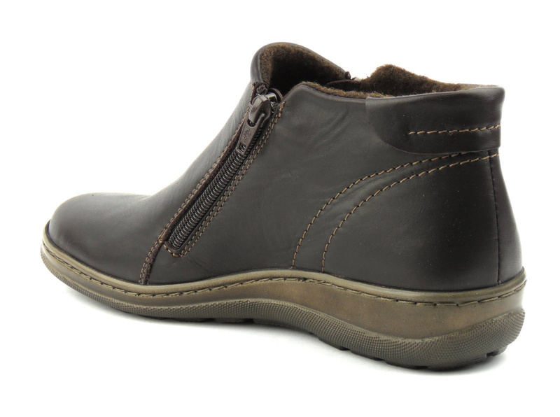 Lehké, pružné dámské kožené kotníkové boty - HELIOS Komfort 642, hnědé