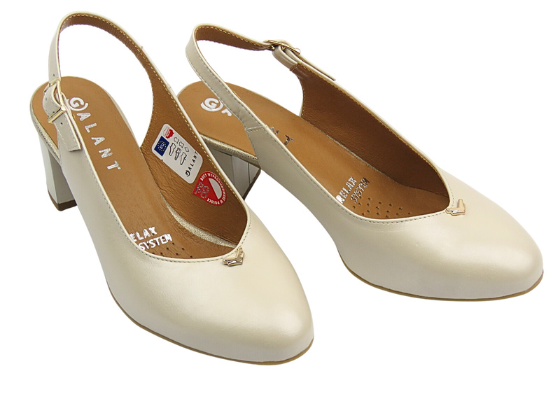 Kožené lodičky na podpatku – GALANT 3203, šedé