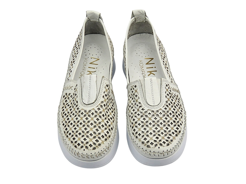 Dámské perforované polobotky bílé Nika Komfort H0712