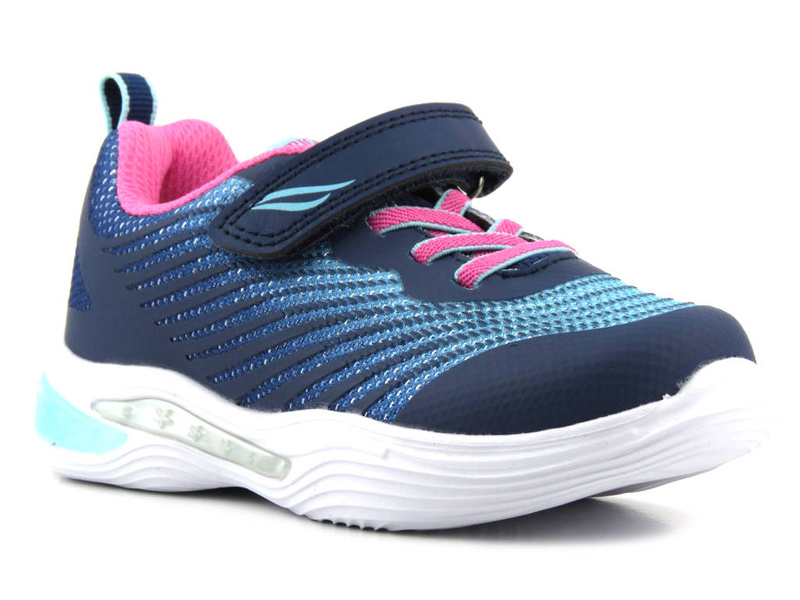 Sportovní boty pro dívky s lesklou podrážkou - AMERICAN CLUB ES 132/23, tmavě modrá