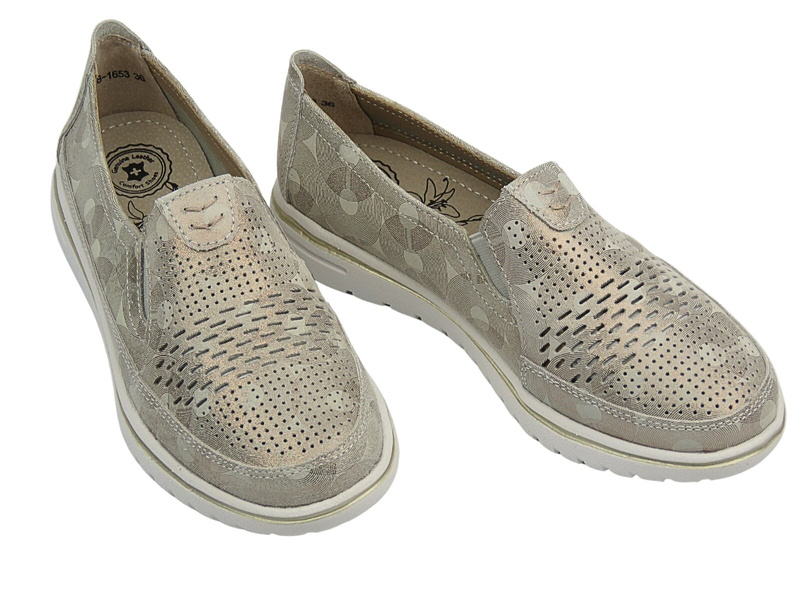 Dámské kožené mokasíny - Evento 20PB18-1653, zlaté