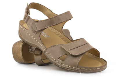 Pohodlné dámské kožené sandály - HELIOS Komfort 106, béžová