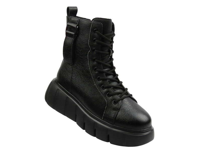 Dámské kožené kotníkové boty černé Cambell 25-19339