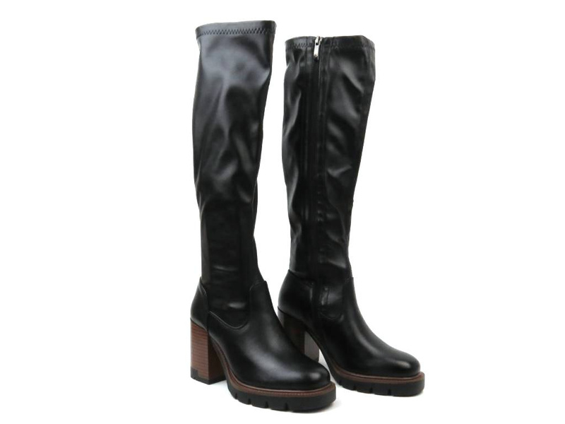 Vysoké dámské kozačky z ekokůže - Potocki 23-12246, černé