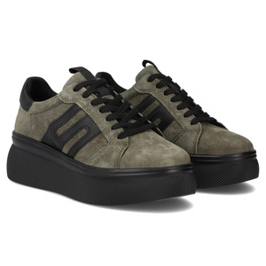 Kožené dámské tenisky na platformě khaki Filippo DP7175/25