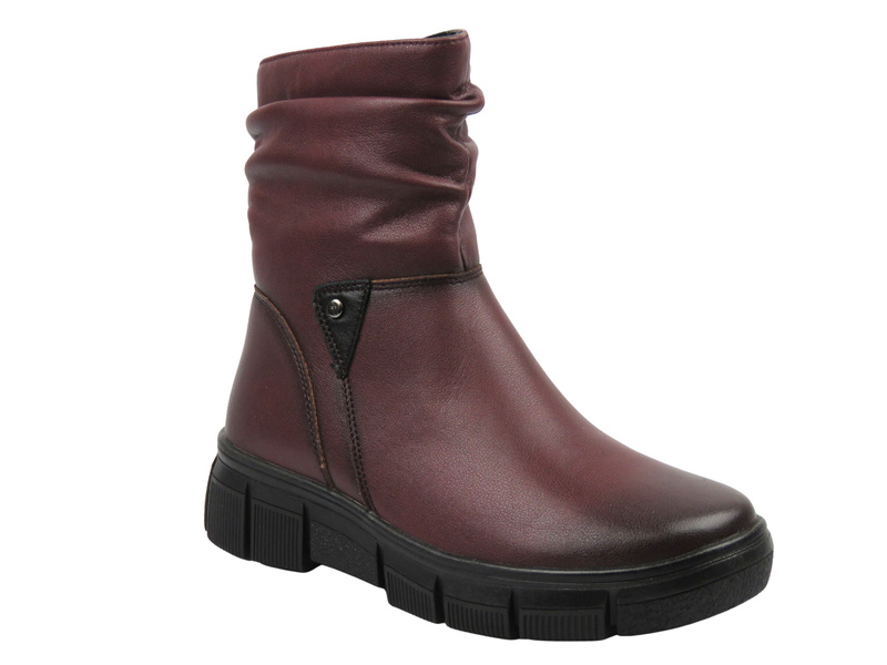 Stylové, zateplené dámské kotníkové boty Cambell 25-19304, bordové
