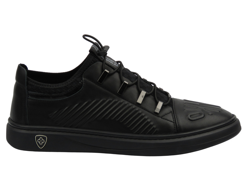 Kožené pánské sportovní boty černé JOHN DOUBARE S8016-XT6820-1