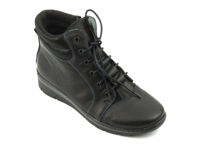 Kožené dámské kotníkové boty polské značky HELIOS KOMFORT 562 černé barvy