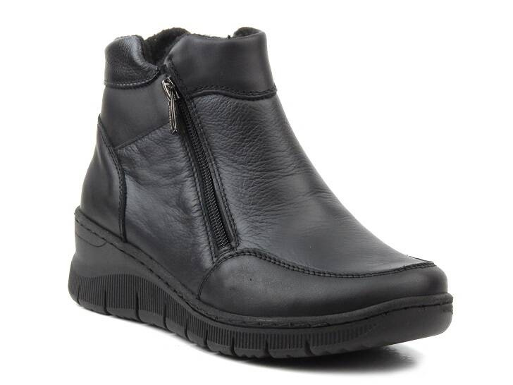 Kožené dámské boty na klínku - HELIOS Komfort 594S, černé