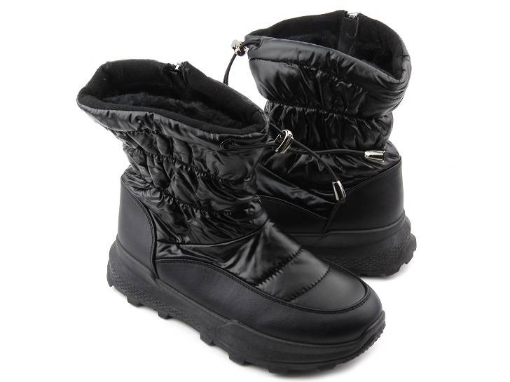 Dámské sněhule se zipem a šňůrkou - NOVINKY 21SN26-4353, černé
